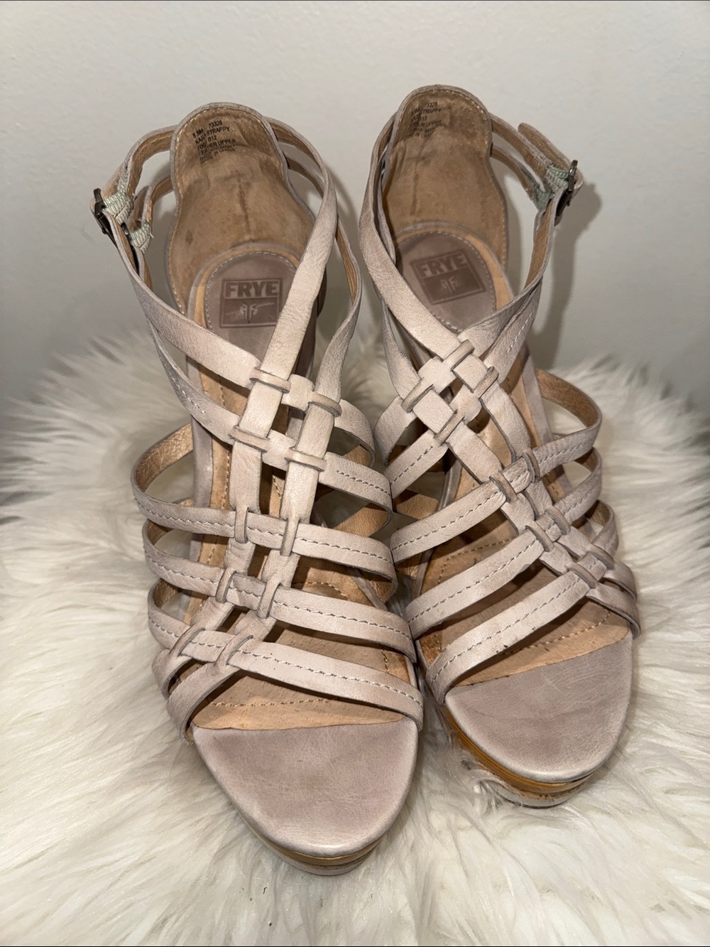FRYE Kara Strappy Ice Leather Wedge Sandal